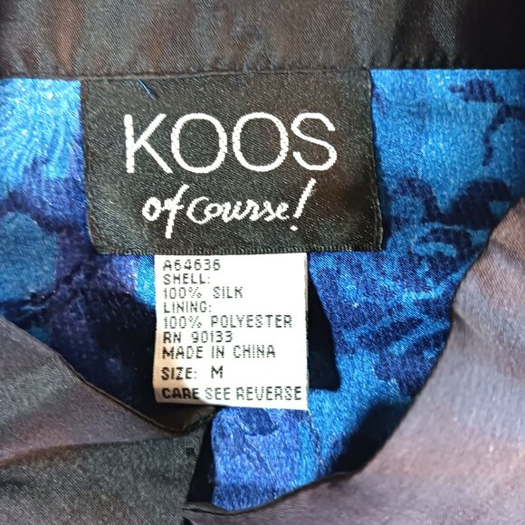 Koos of Course 100% Silk Eclectic Patchwork Button Long Sleeve Shirt Size M - Picture 9 of 11